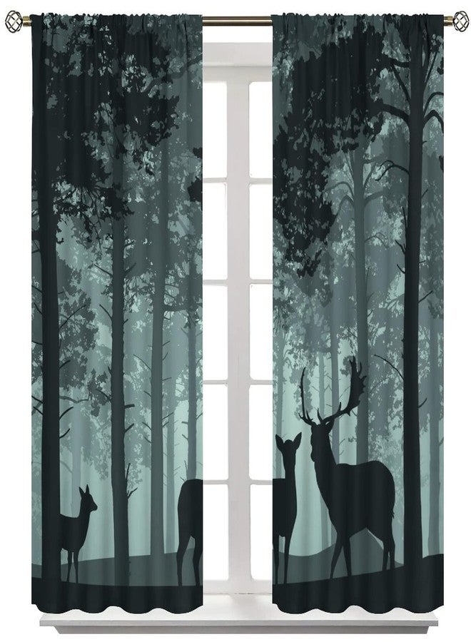 LIZIMI Bear Deer Blackout Curtain,African Grasslands Rustic Wildlife Moose Mountain Elk Bear Giraffe Forest Animals Window Curtains for Boys Girls Bedroom Living Room Kitchen Decoration,2 Panels W42 xL54 - Image 5